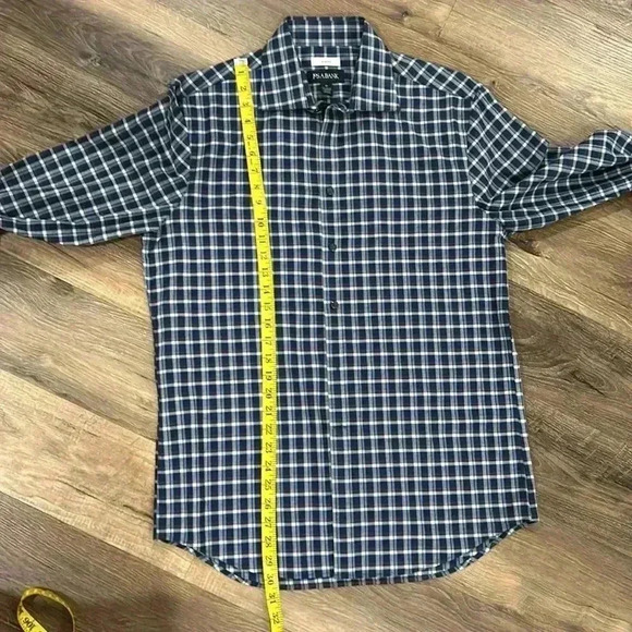 Joseph A. Banks Men’s Plaid Slim Fit Button Up Long Sleeve Shirt Navy Sz Medium - Picture 5 of 11